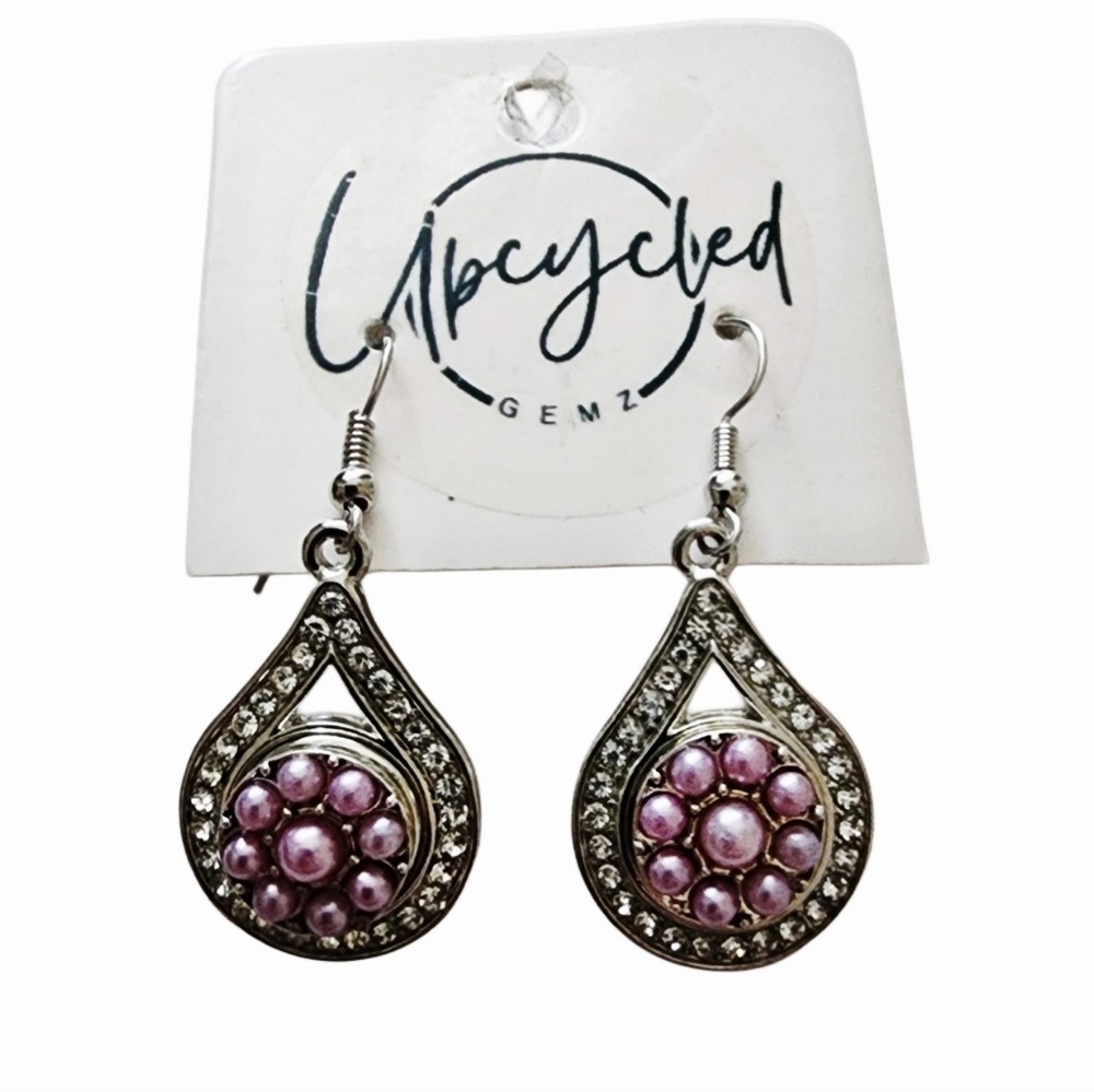 Pale Purple & Silver Interchangeable Charm Drop Fishhook Earrings